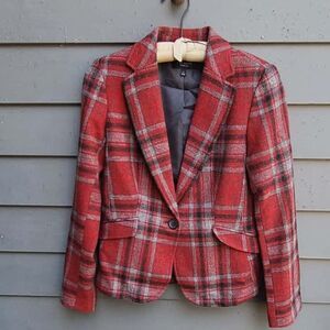 Talbots Wool Plaid Jacket in Rust Gray size 4